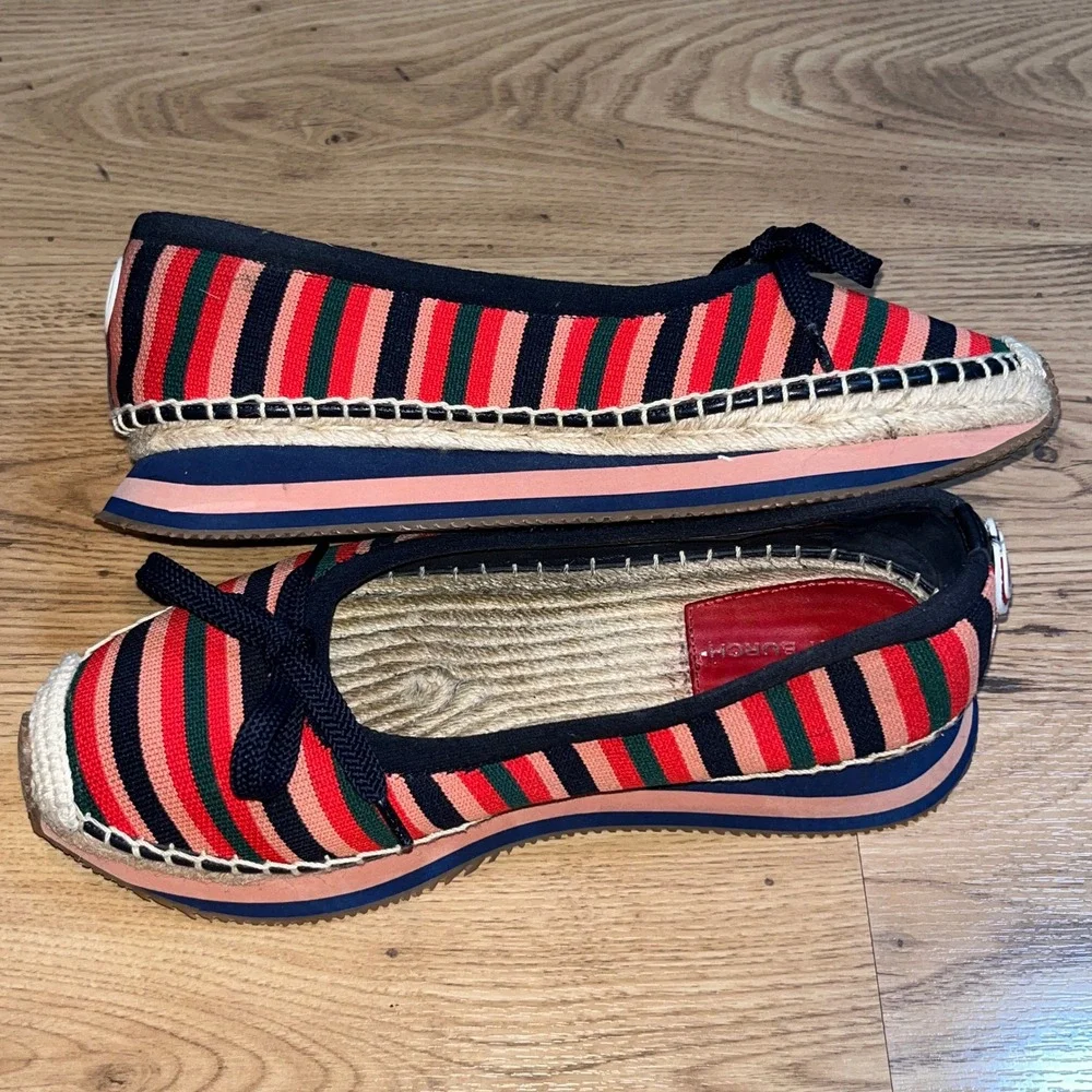 Tory Burch Daisy Sport Espadrille Flats Womens 10.5 Color Striped Canvas Slip On